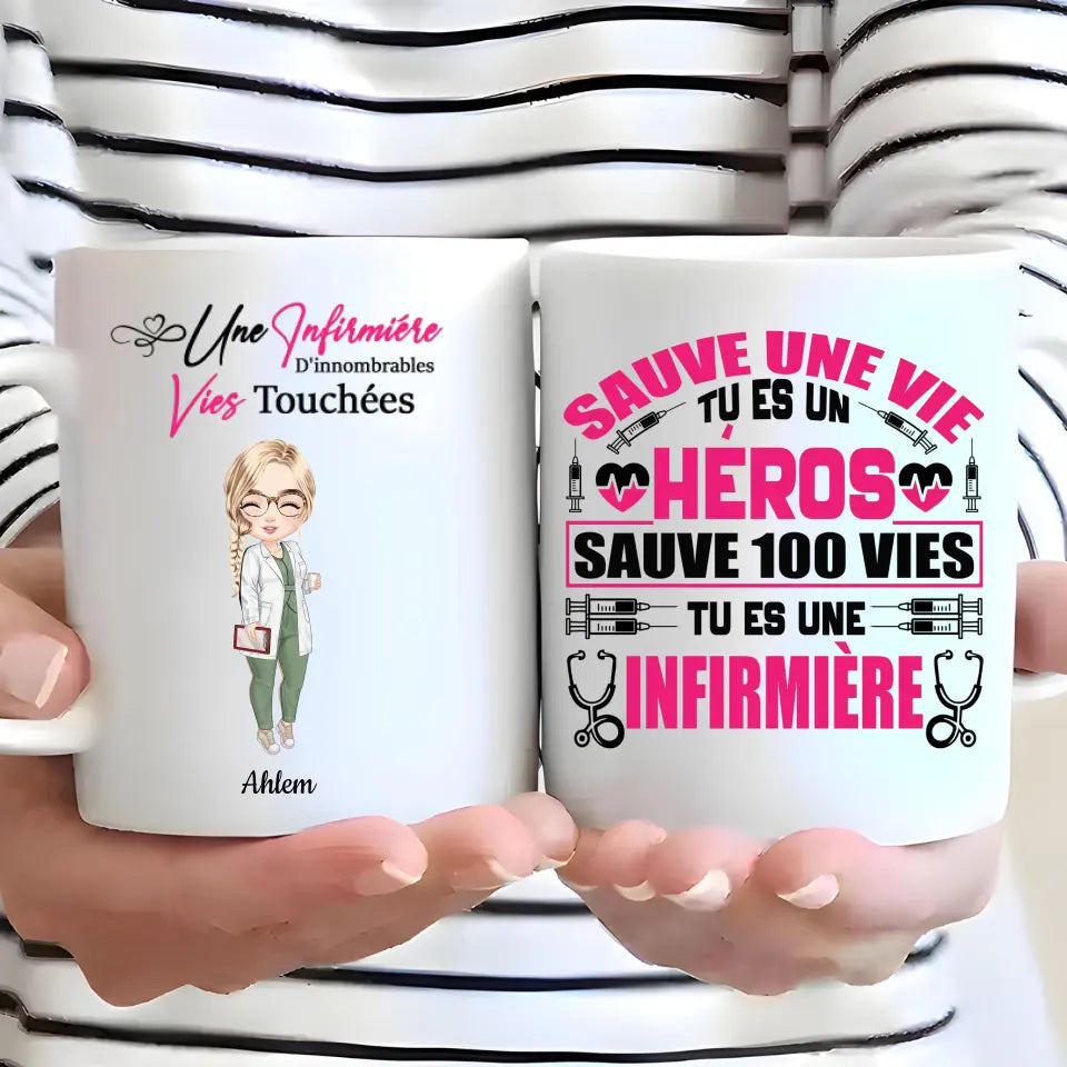 Mug Personnalisable Infirmières et Infirmiers Héroïques - La Force en Blouse