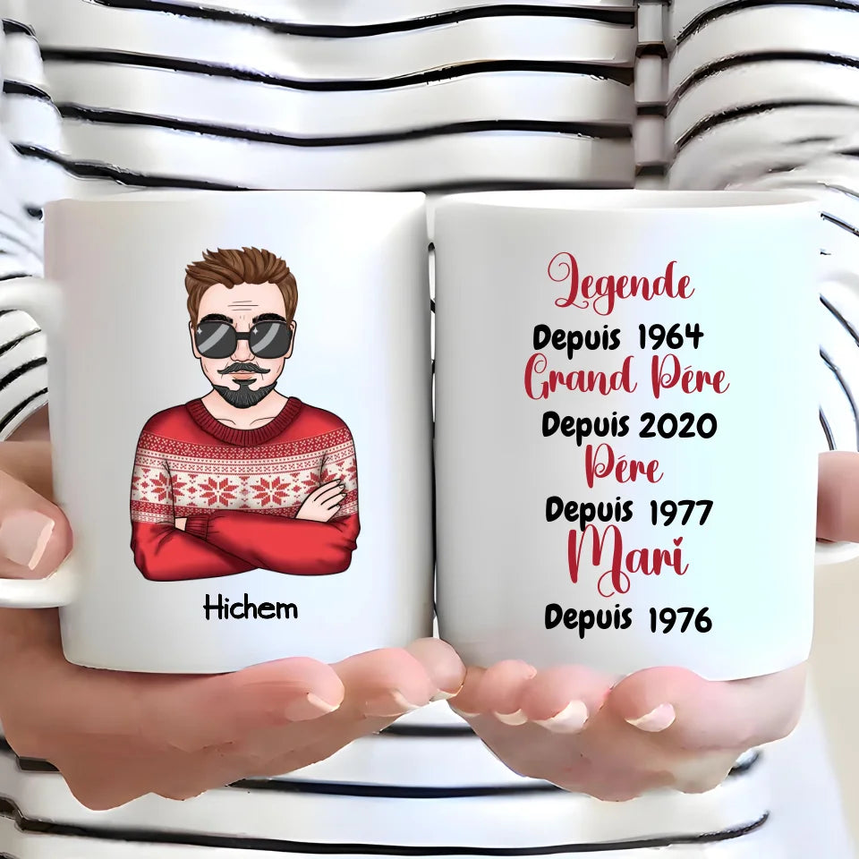 Le Mug Personnalisé "Super Grand Père" -  Célébrez Chaque Moment d'une Vie Remplie de Souvenirs !