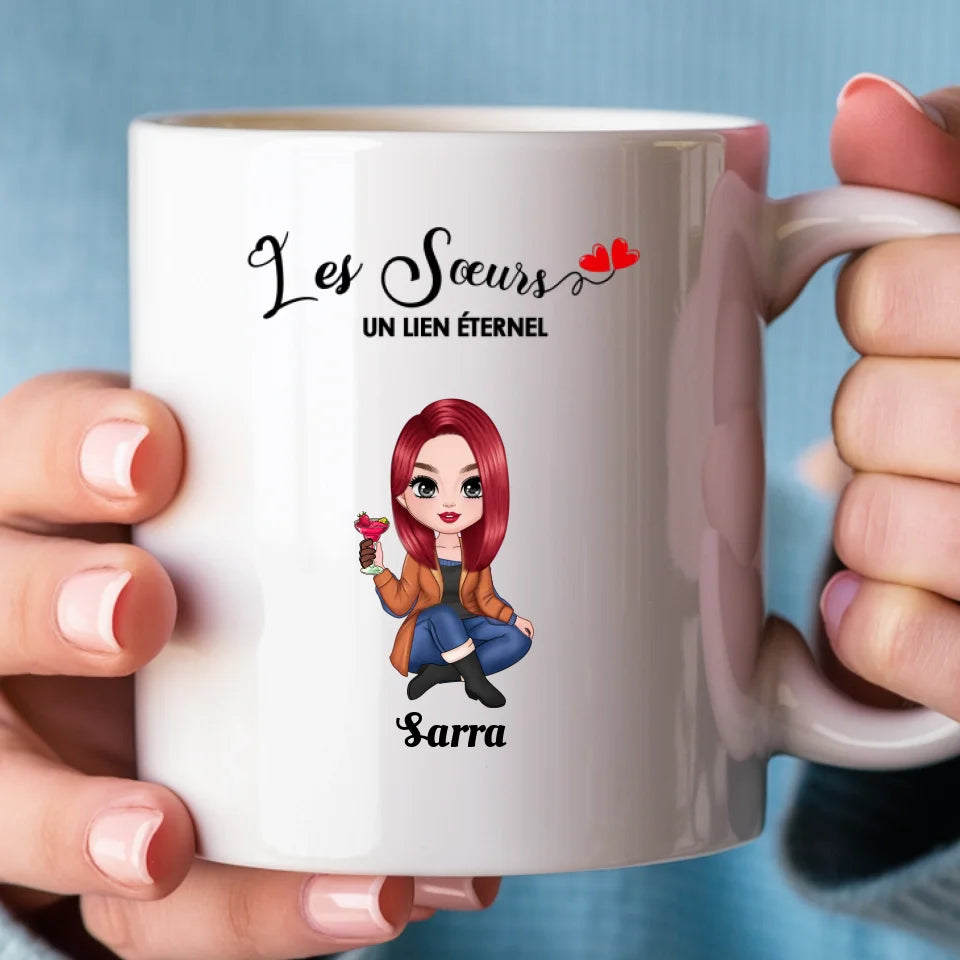 Mug Personnalisable pour Sœurs et Meilleures Amies - Un Lien Éternel